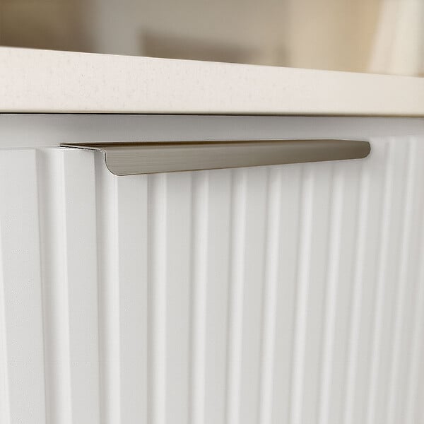 AURLANE - Pack Meuble salle de bain 80cm et Colonne de rangement - Façades Blanches Ondulées - MILO - large