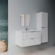 AURLANE - Pack Meuble salle de bain 80cm et Colonne de rangement - Façades Blanches Ondulées - MILO - vignette