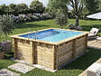 HABITAT ET JARDIN - Piscine bois rectangle " Zanzibar "- 3.50 x 2.30 x 1.24 m - Bâche à bulles  180 µ - Bâche hiver  280 g/m² - vignette