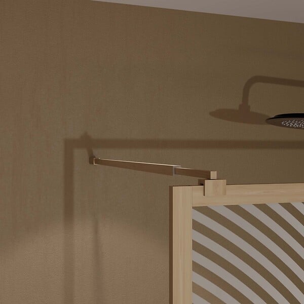 AURLANE - Paroi de douche 140 x 200 HINATA - style Japandi courbes douces - Cadre effet Bois - Verre 6mm - large