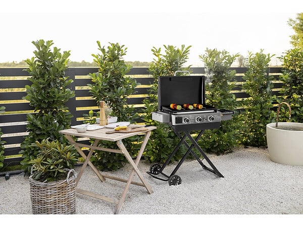 HABITAT ET JARDIN - Plancha à gaz avec chariot pliable et portable "Firo" - 7,5 kw - Noir - large