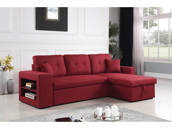 HABITAT ET JARDIN - Canapé d'angle convertible/réversible "Axel" - 3 places - Rouge - large