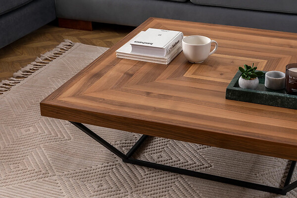 HABITAT ET JARDIN - Table Basse en bois "Cora" - 100 x 100 x 32 cm - Noyer - large