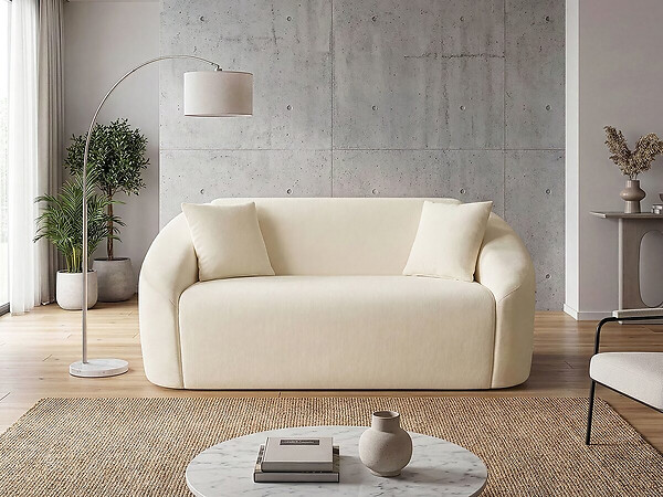 HABITAT ET JARDIN - Canapé droit fixe en tissu "Ondine" - 2 places - Beige - large