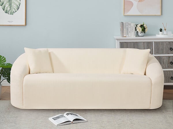 HABITAT ET JARDIN - Canapé droit fixe en tissu "Ondine" - 3 places - Beige - large