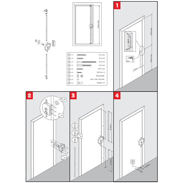 SECURY-T - Serrure de sûreté pour porte d'entrée avec tringles - En Applique - 6 points - Marron - Gauche - Axe 60 mm - 5 clés - large