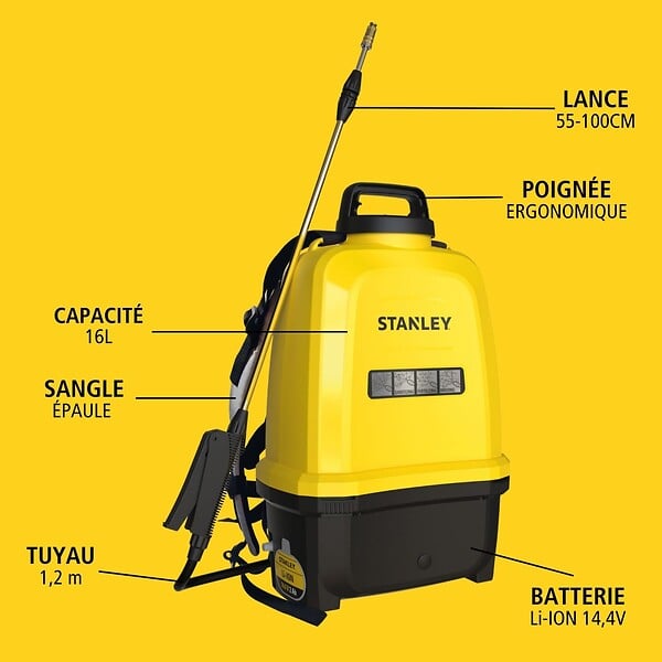 STANLEY - Pulvérisateur Electrique 16L, Batterie Lithium 14.4 V / 2.0 Ah - Pulvérisateur Jardin Végétaux + Lance Télescopique STANLEY - large