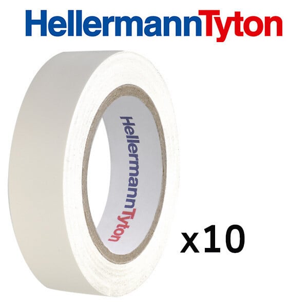 HELLERMANNTYTON - HellermannTyton Lot de 10 rubans isolant 10m larg 15mm blanc - large