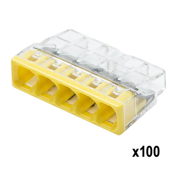 WAGO - WAGO Pot de 100 mini bornes de connexion automatique 5 entrées S2273 - large
