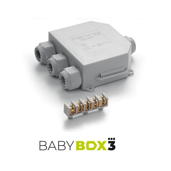 RAYTECH - RAYTECH Boîte de jonction Babybox3 95x110xh 43 mm + connecteur + 4 presses étoupes - large