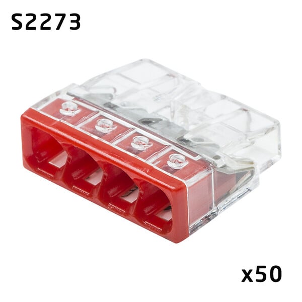 WAGO - Flacon de 50 mini bornes de connexion automatique 4 entrées S2273 - large