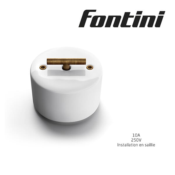 FONTINI - FONTINI Inter. volets-roulants rotatif métal laiton vieilli porcelaine blanche DO - large