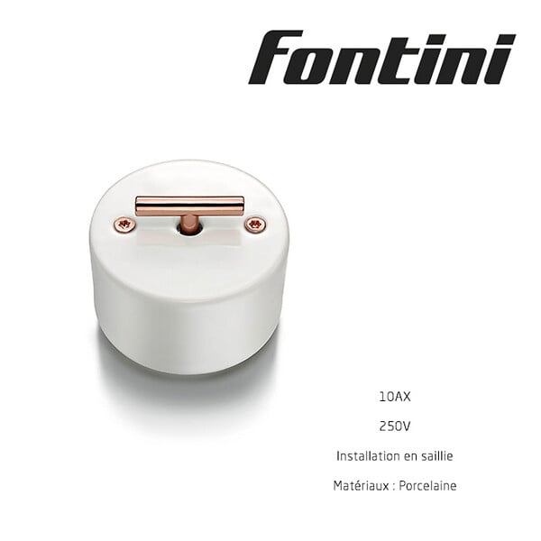 FONTINI - FONTINI Va-et-vient métal cuivre brillant porcelaine blanche DO - large