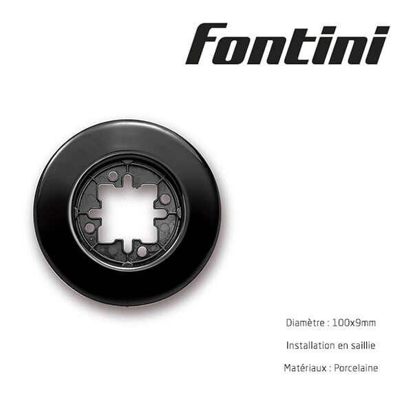 FONTINI - FONTINI Plaque 1 poste porcelaine noire DO - large