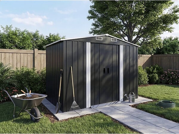 HABITAT ET JARDIN - Abri de jardin métal "Boston" - 5,29 m² (4,76 m2 au sol)- Gris - large