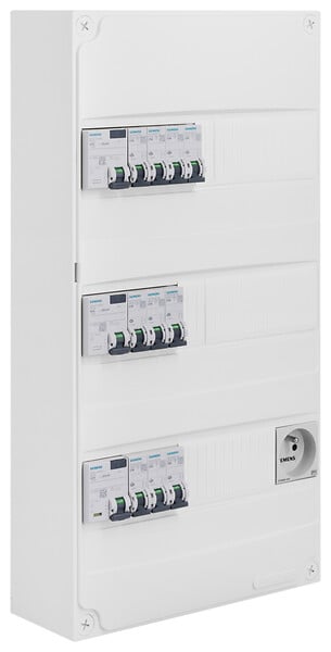 SIEMENS - Tableau électrique pré-équipé 3 rangées 39 modules 10 disjoncteurs 3 interrupteurs différentiels + prise 2P + T-SIEMENS - large