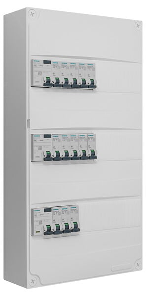 SIEMENS - Tableau 3 rangées pré-équipé 2 inter. diff. 40A type A + 1 inter. diff. 63A + 13 disjoncteurs-SIEMENS - large
