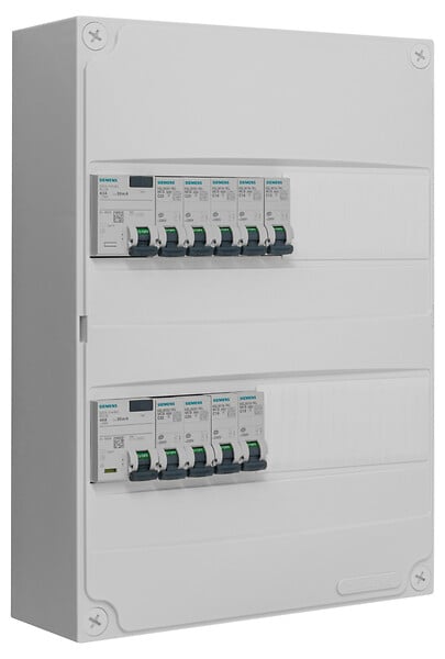 SIEMENS - SIEMENS Tableau 2 rangées pré-équipé 1 interdiff 63A + 1 interdiff 40A + 9 disjoncteurs - large