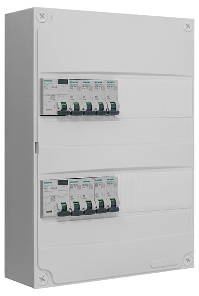 SIEMENS - Tableau 2 rangées pré-équipé 1 inter. diff. 63A + 1 inter. diff. 40A + 8 disjoncteurs-SIEMENS - large