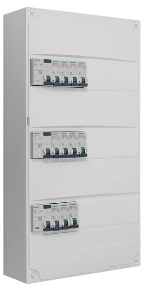 SIEMENS - SIEMENS Tableau 3 rangées pré-équipé 2 interdiff 40A + 1 interdiff 63A + 11 disjoncteurs - large