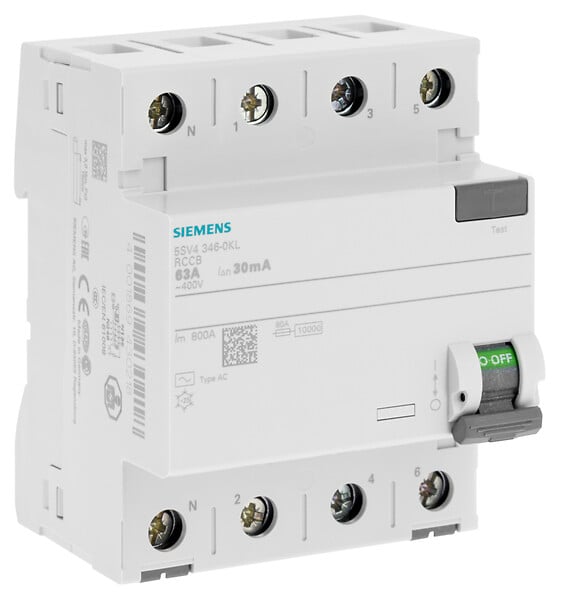 SIEMENS - Interrupteur différentiel tétrapolaire 30mA 63A type AC-SIEMENS - large