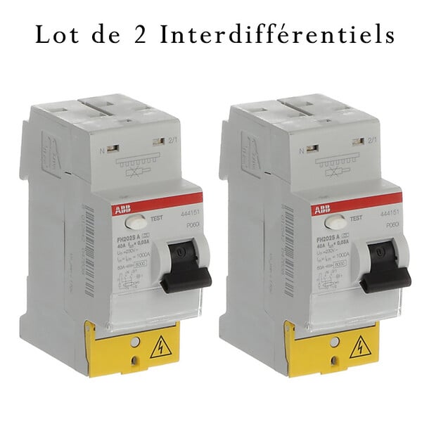 ABB - Lot de 2 Interrupteurs différentiels automatiques raccordement Rapide 40A 30mA Type A-ABB - large