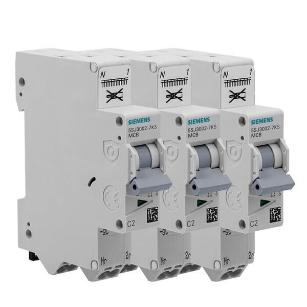 SIEMENS - SIEMENS Lot de 3 disjoncteurs Auto P+N 2A - large