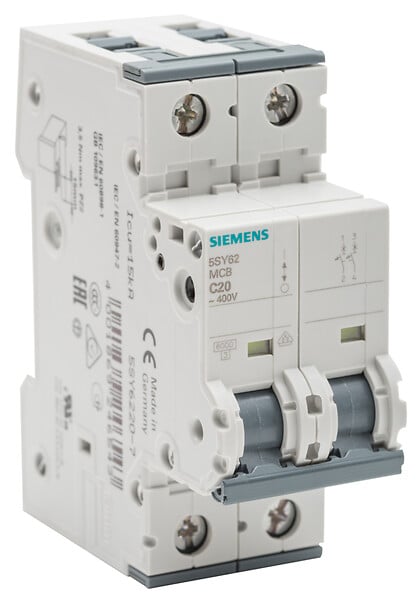 SIEMENS - SIEMENS Disjoncteur bipolaire 20A Courbe C pour parafoudre, protection électrique fiable et performante - large