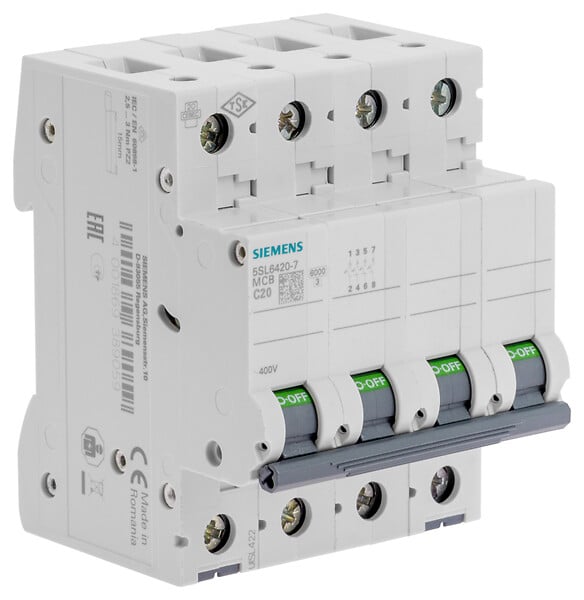 SIEMENS - SIEMENS Disjoncteur tetrapolaire 20A Courbe C - large