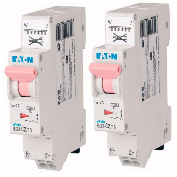 EATON CAPRI - EATON Lot de 2 disjoncteurs auto 2A Ph+N courbe C 45KA 230V - large