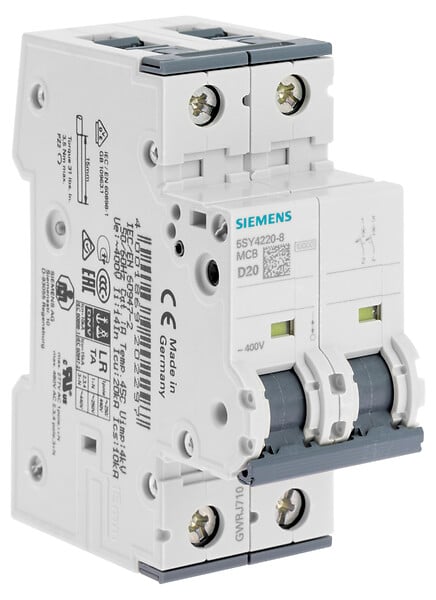 SIEMENS - SIEMENS Disjoncteur bipolaire 20A Courbe D pour climatisation - large