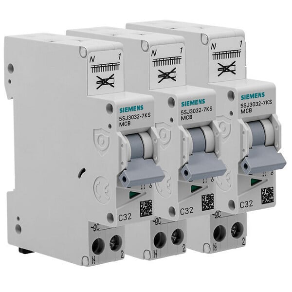 SIEMENS - SIEMENS Lot de 3 disjoncteurs Auto P+N 32A - large