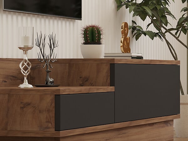 HABITAT ET JARDIN - Meuble TV en bois "Asir" - 160 x 35 x 35 cm - Marron - large