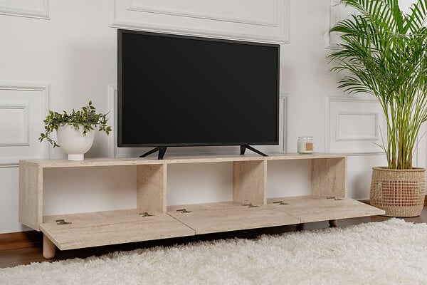 HABITAT ET JARDIN - Meuble TV en bois "Alvin" - 180 x 31 x 42 cm - Beige - large