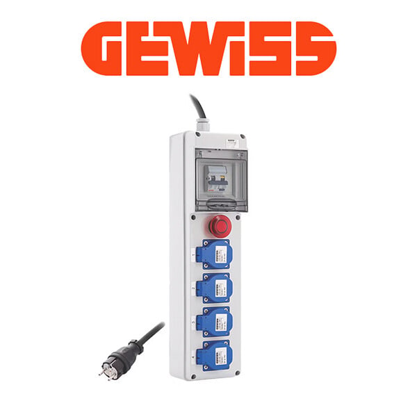 BATILEC - Coffret de chantier monophasé IP44 – 4 prises 230V 16A, différentiel 30mA, arrêt d'urgence et câble 3 m HO7RN-F-GEWISS - large