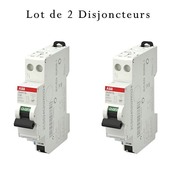 ABB - ABB Lot de 2 disjoncteurs automatiques Ph+N raccordement Rapide 32A-4,5Ka - large