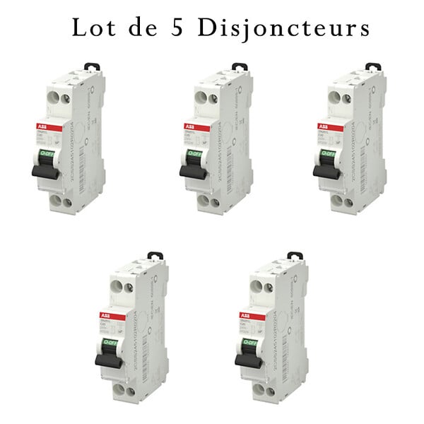 ABB - ABB Lot de 5 disjoncteurs Ph+N raccordement Vis 20A-4,5Ka - Courbe C - large
