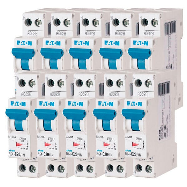 EATON CAPRI - Lot de 10 disjoncteurs 20A PLG, Ph+N 4,5kA (EN 60898) courbe C-EATON - large