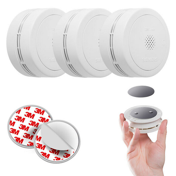 SIEMENS - Lot de 3 détecteurs de fumée NF + supports magnétiques, Autonomie/Garantie 10ans - large