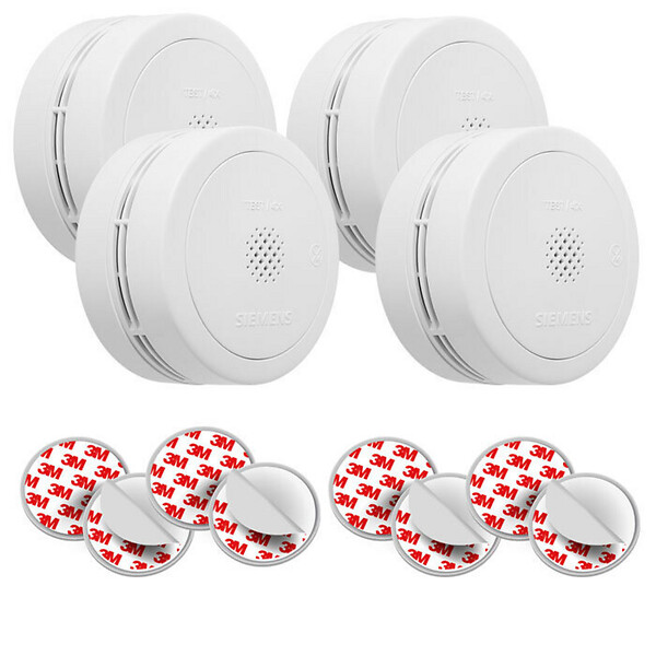 SIEMENS - Lot de 4 détecteurs de fumée NF + supports magnétiques, Autonomie/Garantie 10ans - large