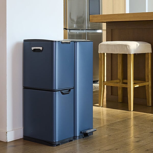KITCHEN MOVE - Poubelle pédale tri sélectif HAJA gris 60L - large