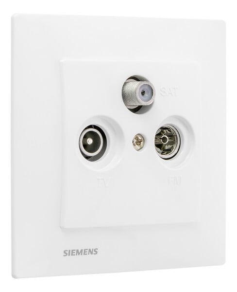 SIEMENS - SIEMENS Prise TV FM SAT Blanc Delta Viva + Plaque Blanc - large