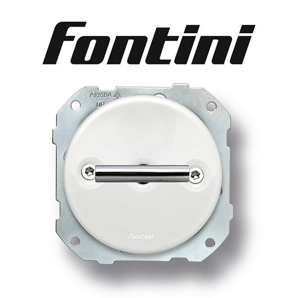 FONTINI - FONTINI Poussoir rotatif métal chrome porcelaine blanche DO LOW - large