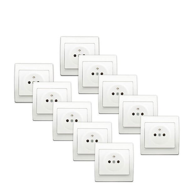 SIEMENS - LOT 10 Prises 2P+T Blanc Delta Iris + Plaques Basic Blanc - large
