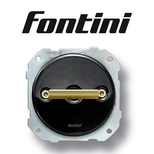 FONTINI - FONTINI Va-et-vient métal laiton doré satiné porcelaine noire DO LOW - large