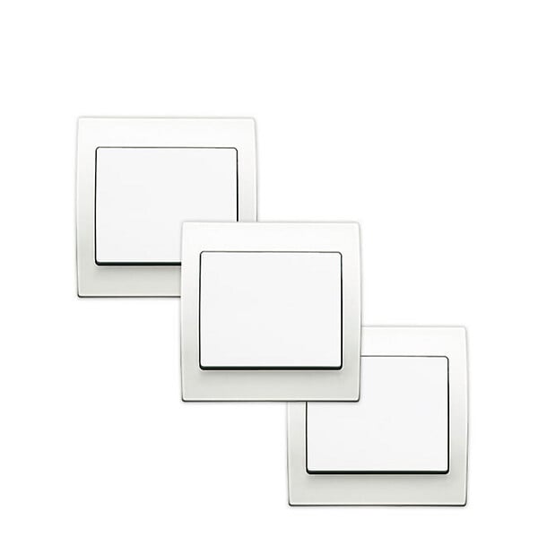 SIEMENS - SIEMENS LOT 3 Va & Vient Blanc Delta Iris + Plaque Basic Blanc - large