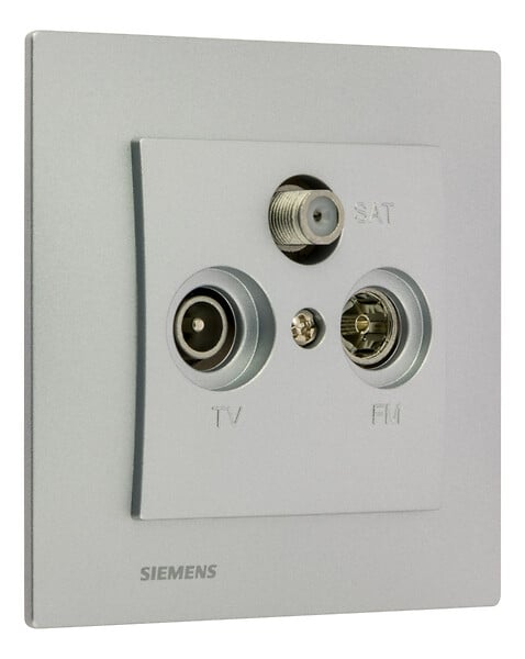 SIEMENS - SIEMENS Prise TV FM SAT Silver Delta Viva + Plaque Silver - large