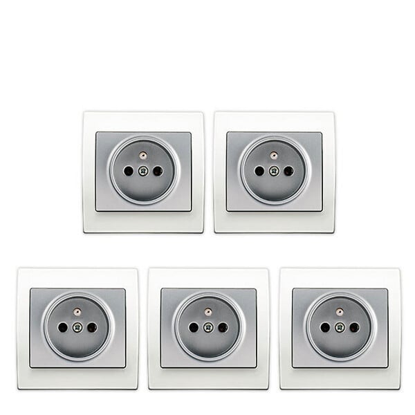 SIEMENS - SIEMENS LOT 5 Prise 2P+T Silver Delta Iris + Plaque basic Blanc - large