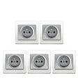 SIEMENS - SIEMENS LOT 5 Prise 2P+T Silver Delta Iris + Plaque basic Blanc - vignette