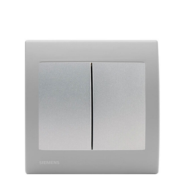 SIEMENS - Double Poussoir Silver Delta Iris + Plaque basic Silver - large